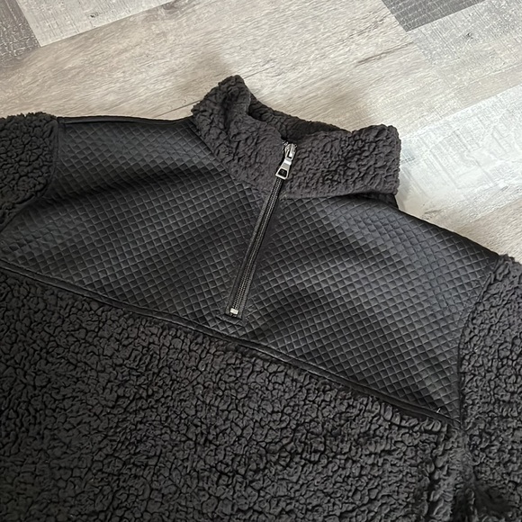 Athletic Works Black Sherpa Quarter Zip Soft & Comfy Women’s Size Medium (8-10) - Picture 3 of 8